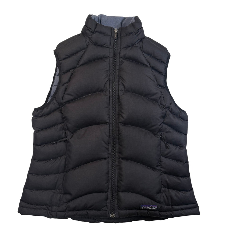 Patagonia Down Vest‎ Womens Medium Black Full Zip Puffer Winter Quilted 84642